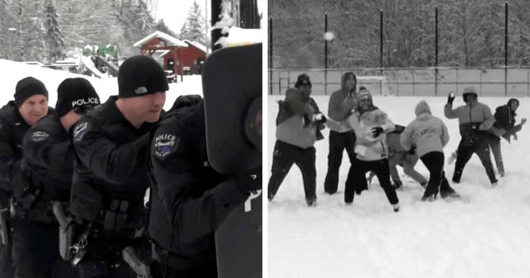 police-snow-ball-fight