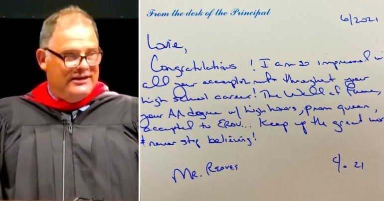 principal letter to graduates Jeff Reaves
