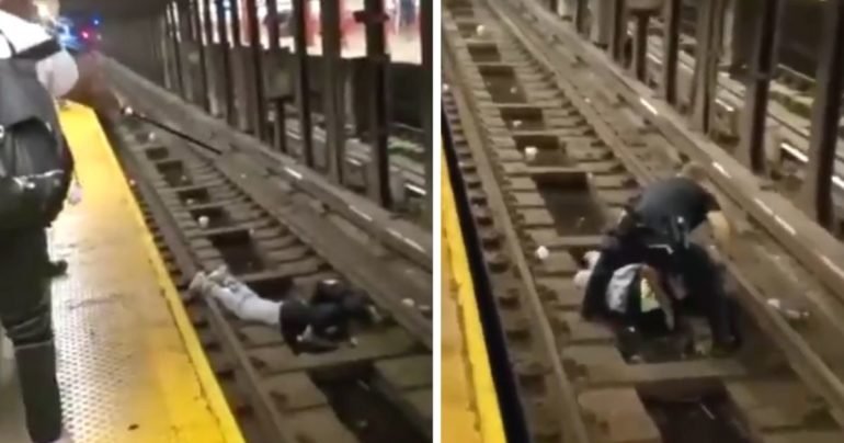 man rescued from subway tracks