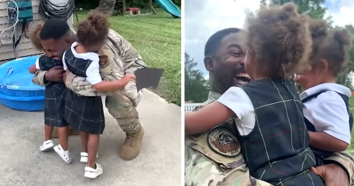military dad surprises daughters