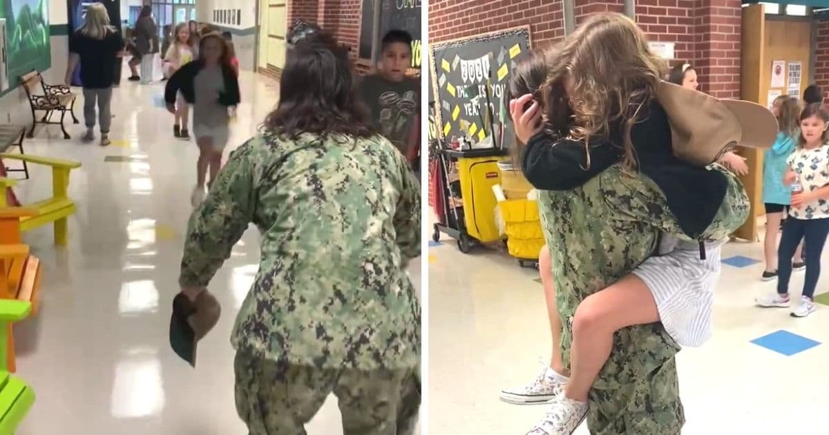military mom daughter reunion