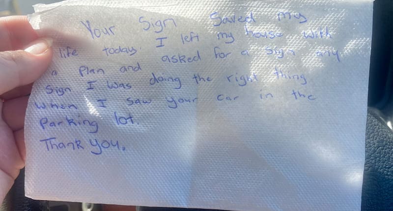 Student's Uplifting Note On Bumper Sticker Saves Stranger's Life | FaithPot