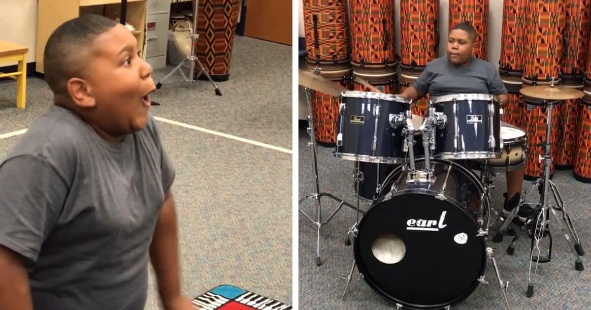 teacher-surprises-student-with-drum-set