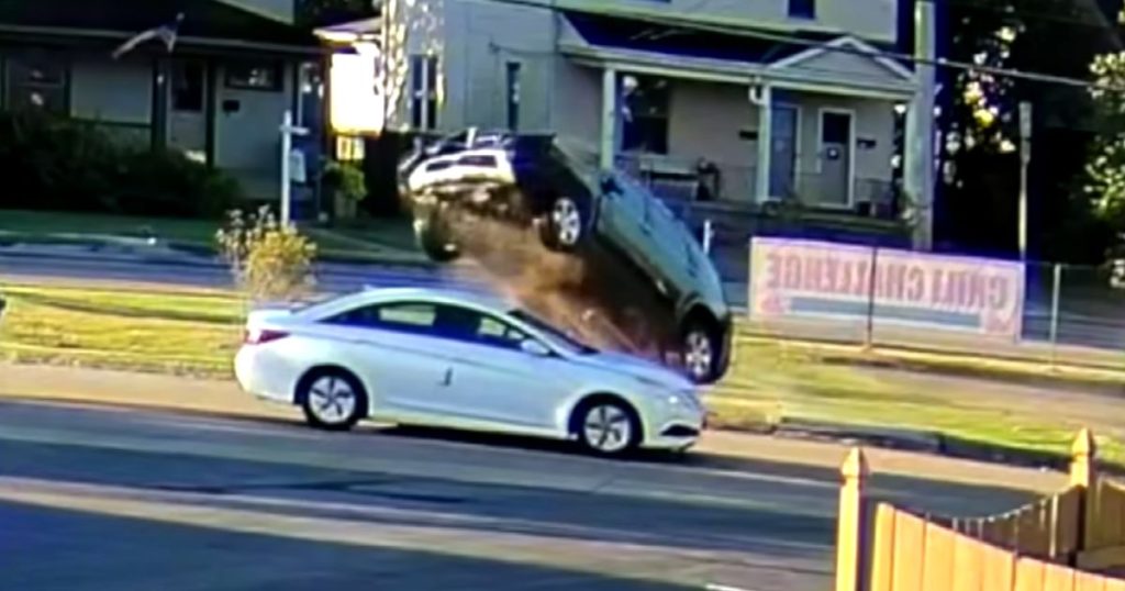 SUV Flies Over Car Narrowly Missing Priest In HeartStopping Video