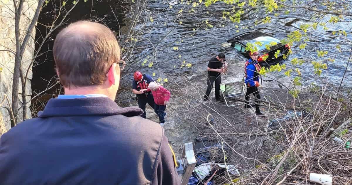 car plunges into river