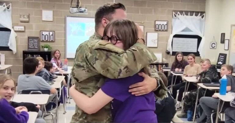 military dad surprises daughter