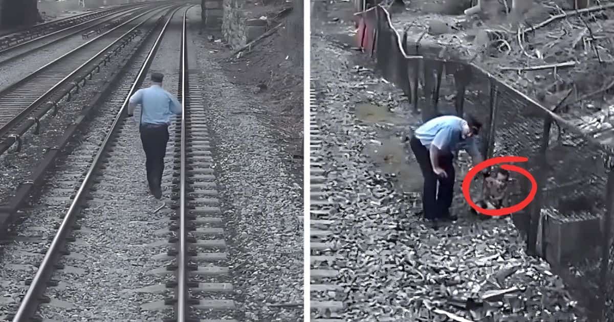 child saved from train tracks