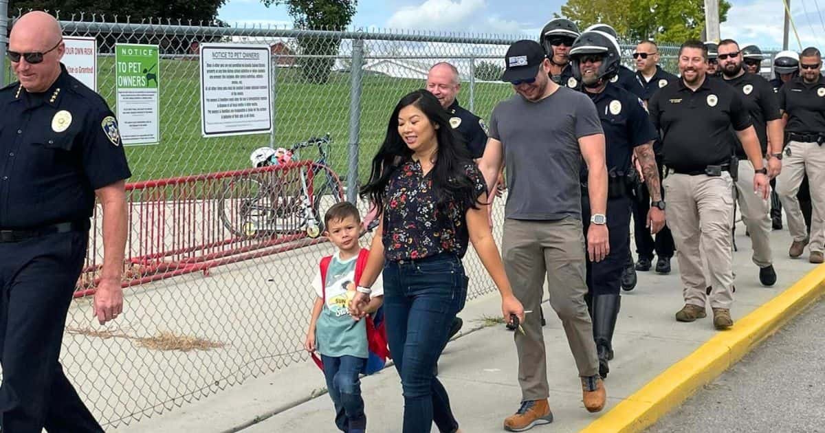 police escort kindergartener