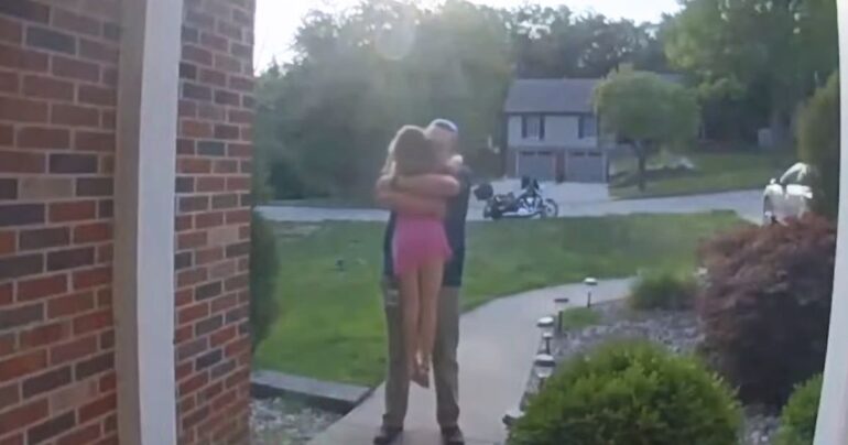 dad goodbye hug