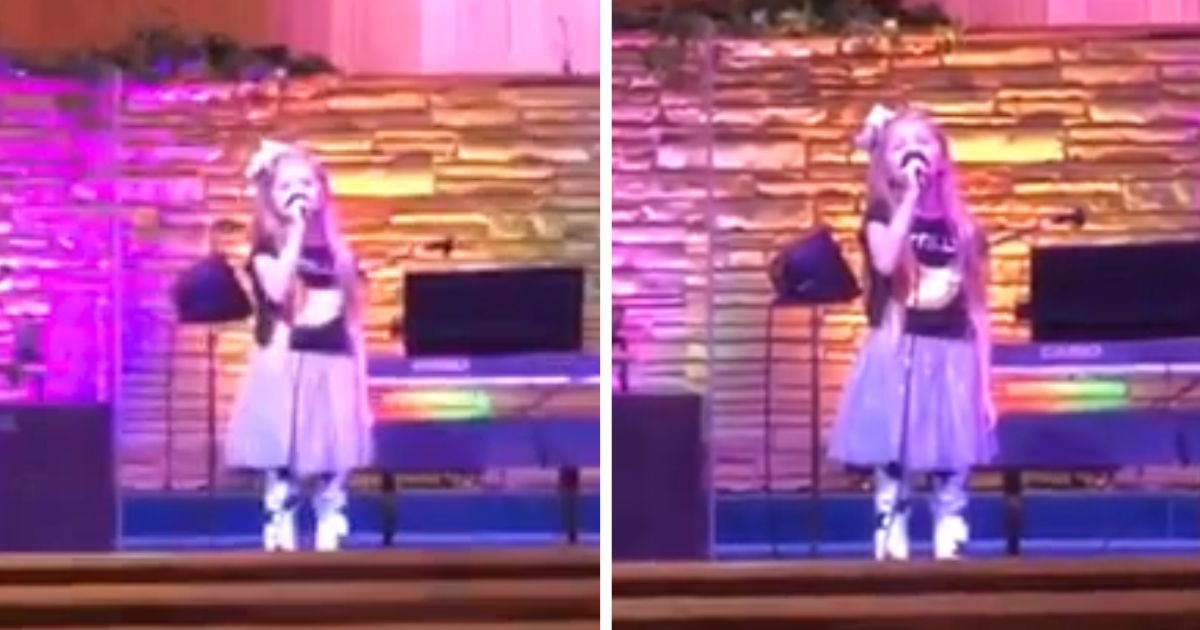 little girl singing at church