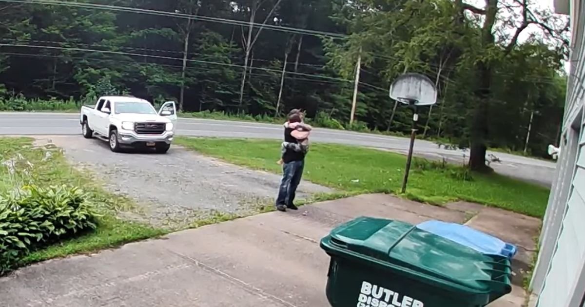 toddler runs to dad for hug