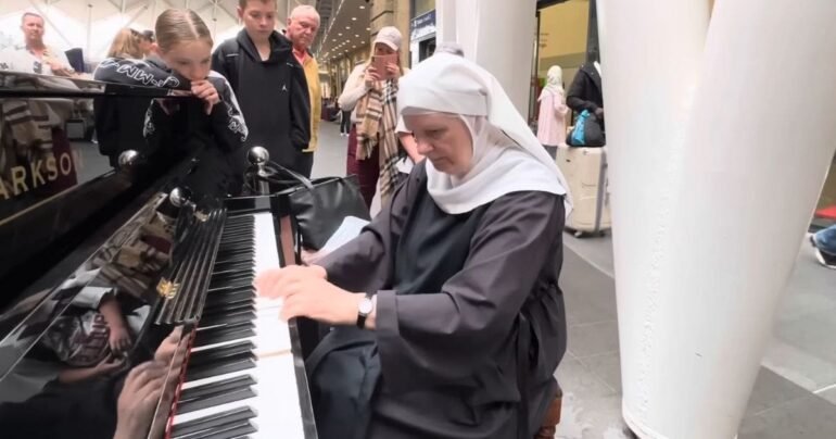 nun plays piano
