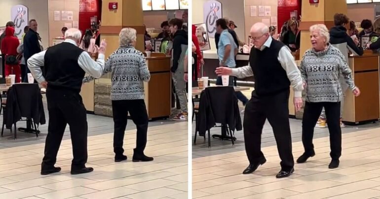 dancing elderly couple