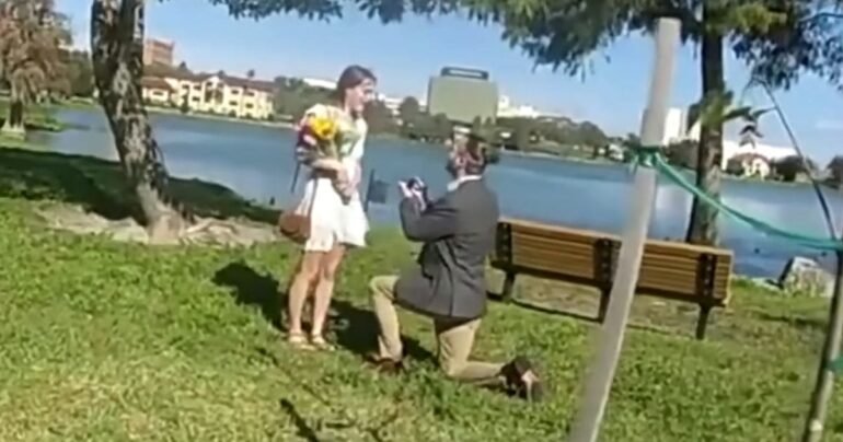 police officer assists in surprise marriage proposal