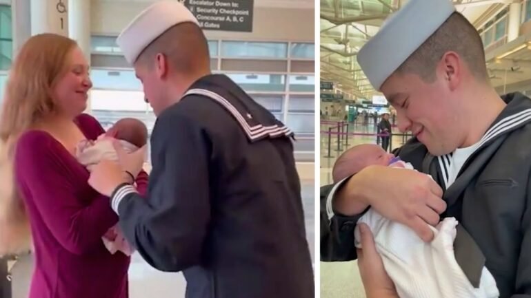 navy wife surprises husband